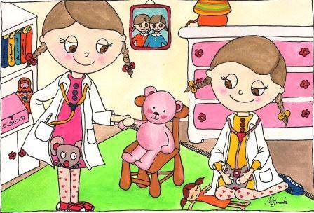 Porta boletim infantil ilustrado para duas meninas. O cliente pode escolher os nomes.
